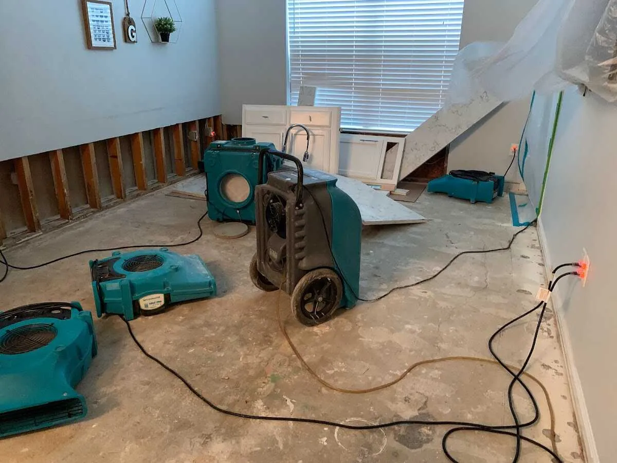 Dehumidifier in flood-cut room for Water Damage Restoration in Waynesboro